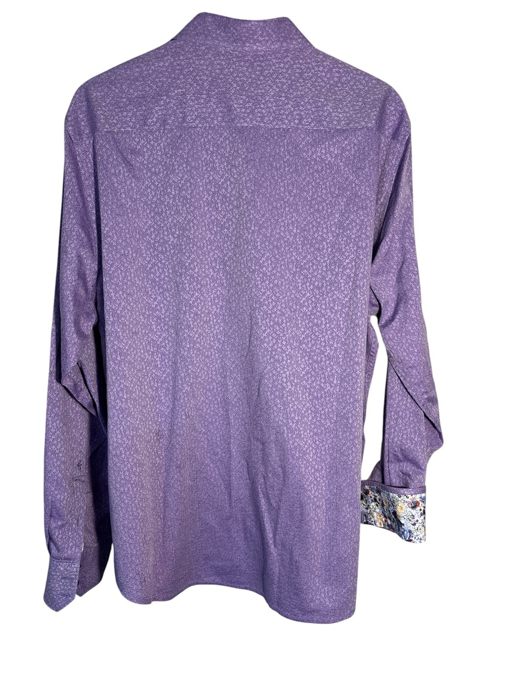 Robert Graham Button Down Shirt Mens XL Purple Floral Long Sleeve Flip Cuff - Picture 2 of 10